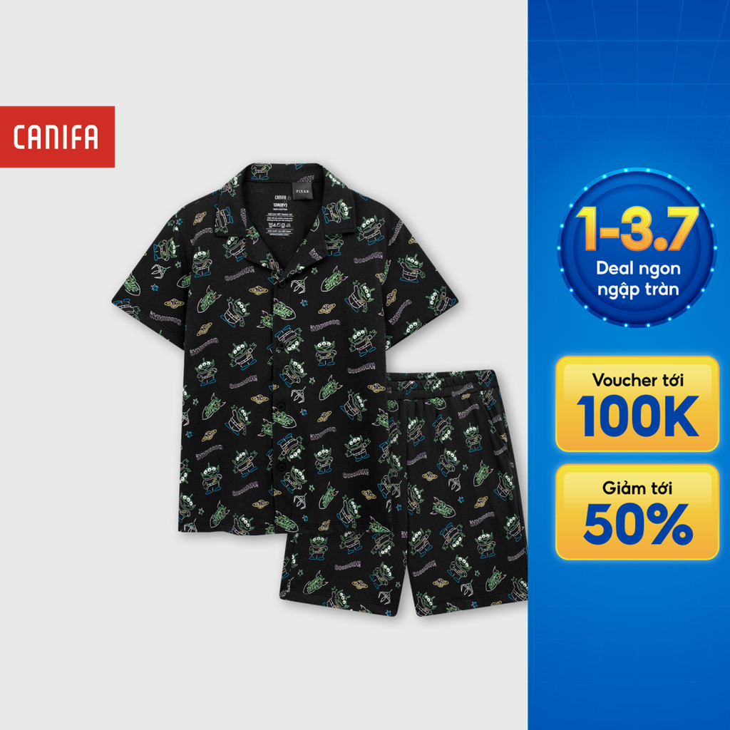 Bộ quần áo bé trai CANIFA đồ mặc nhà chất cotton mềm mát chuẩn OEKO-TEX in hình Pixar 2LS26S010