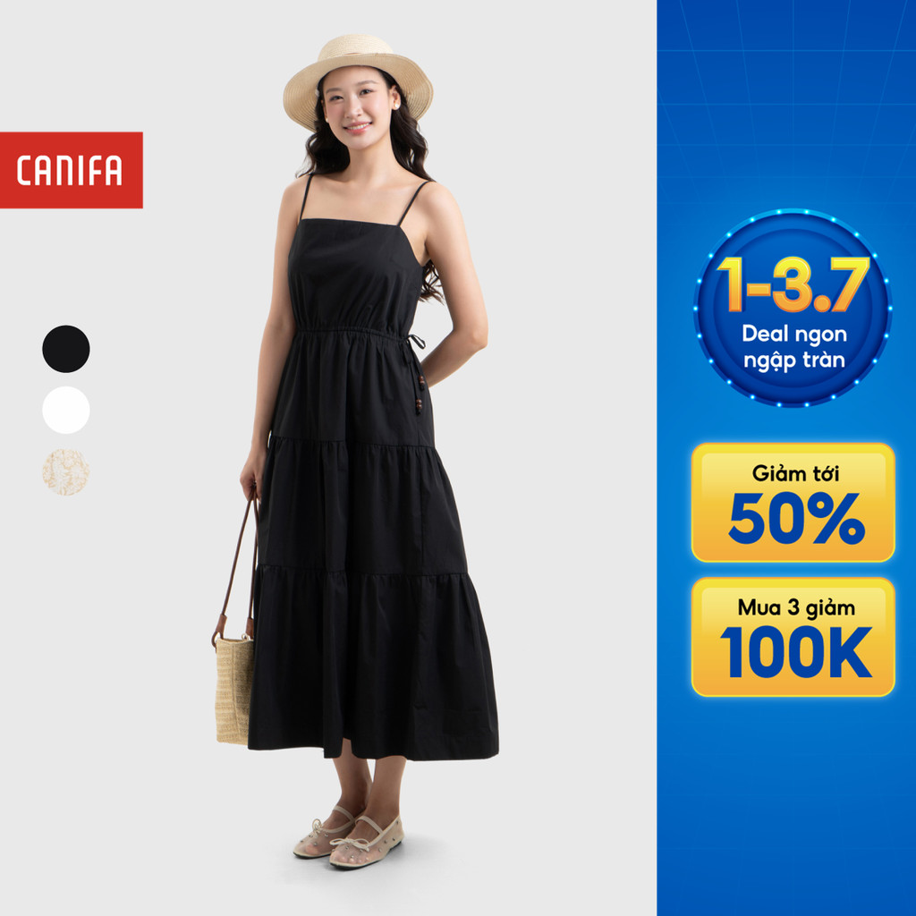 Váy liền nữ CANIFA hai dây nữ dáng suông có dây rút eo 6DS26S001