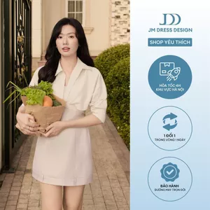 Đầm Xuân Hè Chân A Giả Sơ Mi 1S22.2601, Đầm Ngắn Dáng Ôm Phối Sơ Mi Che Khuyết Điểm, Phong Cách Năng Động Công Sở By JM