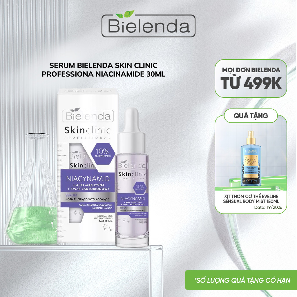 Serum Bielenda Skin Clinic Professional Niacinamide thu nhỏ lỗ chân lông, mờ thâm mụn và dưỡng sáng da 30ml