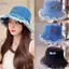 SAIA Washed Denim Hat, Tua Rua Edge Raw Edge Bucket Hat, Casual Denim Blue Sun Protection Hat Mùa Xuân