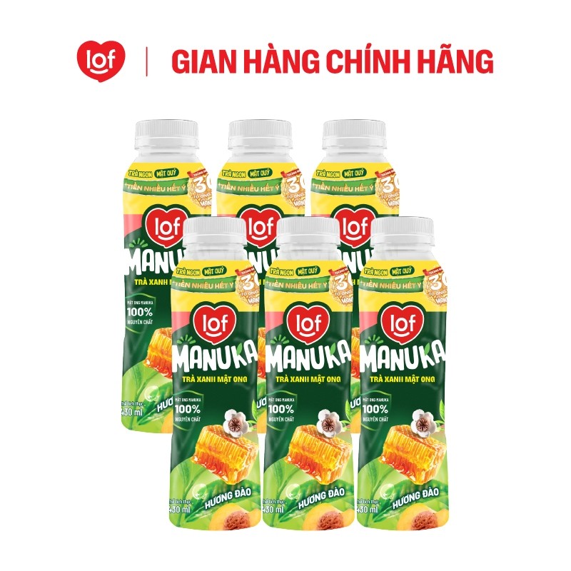 Trà xanh mật ong LOF Manuka hương đào thùng 24 chai x 430ml