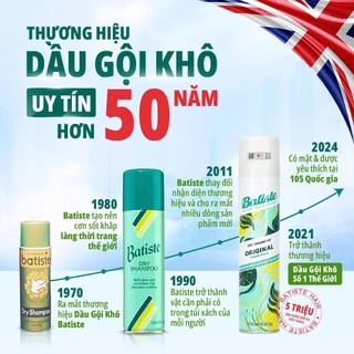 Dầu Gội Khô Batiste Dry Shampoo 200ml Hết Ngứa, Hết Bết Dính Tóc Bồng Bềnh Tức Thì