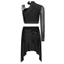 Nyeemya Nữ Latin Tango Dance Trang Phục Đơn Tay Dài Bất Đối Xứng Vai Kim Cương Giả Crop Top Và Chặn Màu Váy Không Đều
