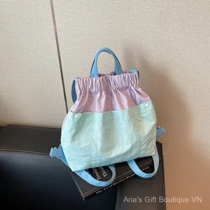 Ba Lô Nhẹ Ngoài Trời Nữ Du Lịch Nhẹ Dopamine Màu Phù Hợp Với Ba Lô Vải Nylon Chống Thấm Nước Gấp