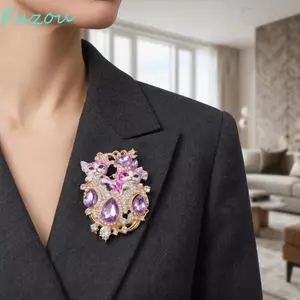 FUJIOU Hai Mèo Trâm Cài, Kim Loại Vintage Men Mèo Ve Áo Pin, Ánh Sáng Thời Trang Sang Trọng Giả Tinh Tế Kim Cương Giả Thổ Cẩm Trang Trí Quần Áo