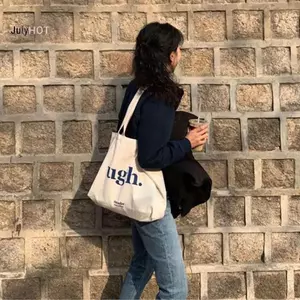 JULYHOT Thường Ngày Dung Tích Lớn Túi Nữ Đeo Vai Người Mua Sắm Vải Chữ Thời Trang Bông Tai Kẹp Dây Kéo In Hình Đường Phố Túi Xách Massivedeals
