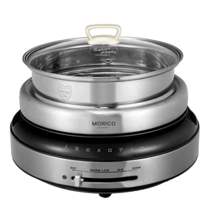 Nồi lẩu nướng hấp Morico MH801, Dung Tích 4L, Inox 304 Cao Cấp, Gia Nhiệt 360°, Công Suất 1300W