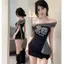 Mùa hè Mỹ Hot Girl Sọc Slanted Vai yếm không đều có dây buộc không đều Slim-Fit Slim-Fit Slimmer Look Niche Áo không tay dành cho nữ