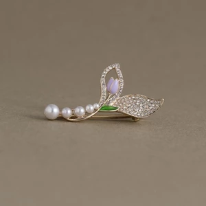 MAUROPOLI Astern ~ Kẹp tóc đuôi cá cổ tích nhẹ nhàng Pháp Giả Ngọc trai bên Nổ Kẹp tóc gãy Kẹp mỏ vịt Kẹp mũ đội đầu