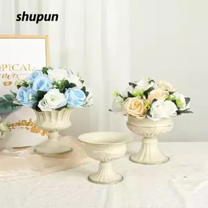 Nồi hoa bình hoa SHUPUN Urn, Chậu hoa kim loại màu trắng, Bình hoa sắp xếp đa năng cổ điển Tiệc cưới Trang trí sinh nhật
