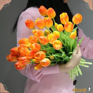 Hoa giả HOSELY, Bó hoa tulip silicon cảm ứng thực tế, Trang trí nội thất 5 đầu chất lượng cao thực tế