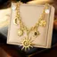 Mặt dây chuyền hình mặt trăng sao biển hợp thời trang Charm Nelace Tuyên bố bằng thép không gỉ Dây chuyền vàng Trang sức thời trang mạ PVD [Mina]