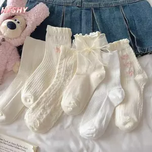 HFSHY 1 Cặp Gothic Sos Nơ Giữa Ống Preppy Phong Cách Công Chúa Sos JK Dạo Phố VN