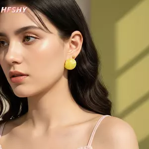 HFSHY Kẹo Màu Acrylic Nửa Mái Vòm Bông Tai Sáng Bóng Không Phai Màu Cho Nữ Công Sở Hàng Ngày Mặc VN