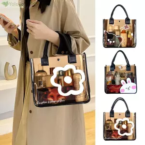 Túi Giặt YOLOGO, Túi Tote Đi Biển PVC, Di Động Có Dây Kéo Hoa Đa Năng Hoạt Hình Túi Trong Suốt Nữ