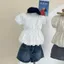 Áo Babydoll Hoa Phối Lót Ren Form Bí Xoè Cột Cổ Dễ Thương, Áo Kiểu Nữ Line45444 - - Hieuvy Botique