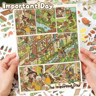 ENWEI 5 Cái [Dòng Storyboard] Nhãn dán phong cảnh Đèn màu cam Một ngày Cuộc sống quá khổ Tạp chí đường phố Trang trí văn phòng phẩm