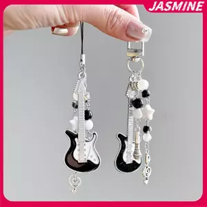 JASMINE Đàn Guitar Dễ Thương Micro Hạt Điện Thoại Di Động Dây Xích Quyến Rũ Ngọt Móc Khóa Bapa Âm Nhạc Note Mặt Dây Chuyền Túi Treo Trang Trí Cô Gái Quà Tặng JASMINE