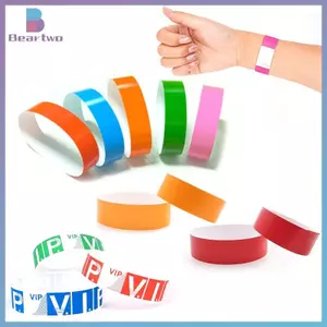 < beartwo > 100 Chiếc Vòng Tay Giấy Đảng Giấy Tổng Hợp Dây Đeo Tay Nhựa Stiy Dây Đeo Tay In Họa Tiết Thẻ Giấy Đảng Dây Đeo Tay Mới