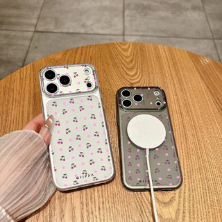 Ốp Lưng IPhone 13 15 11 17 16 12 14 ProMax  Anh đào hồng chấm tròn hồng 7 8Plus XR X XS Max