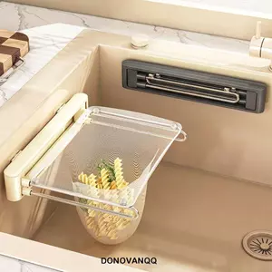 Bộ lọc bồn rửa góc DONOVANQQ, Túi lọc lưới Giá lọc bồn rửa nhà bếp tự dính, chịu tải mạnh Lắp đặt dễ dàng có thể gập lại Kệ bắt thức ăn bồn rửa có thể gập lại