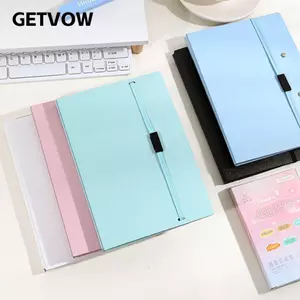 GETVOW 1 Thư mục Clipboard A5, với dây đeo đàn hồi Thư mục tập tin PP, Quà tặng giữ tài liệu có thể gập lại màu Morandi di động