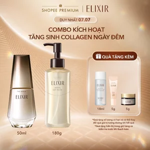 COMBO Tinh chất trẻ hóa làn da Elixir THE SERUM 50ml + Gel rửa mặt sạch sâu, dưỡng ẩm Elixir Clarifying Warm Cleanser