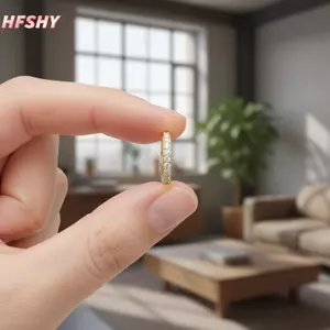 HFSHY 2 Cái / cặp Kim Loại Chịu Mòn Tối Giản Pha Lê Zirconia Vòng Bông Tai Vàng Màu Bạc Huggie Sụn Bông Tai Xuyên Trang Sức VN