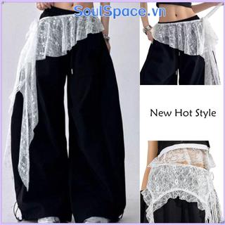 SoulSpace Váy Ren Mini Thêu Hoa Y2K, Thiết Kế Phối Ren Eo Cao, Phù Hợp Dạo Phố
