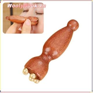 Gậy Massage mặt WOOLYNOOK, Con lăn mát xa mắt bằng gỗ Mini, 5 răng Lotus Pod Eye Scraping Tendon Stick để giảm mệt mỏi cho mặt