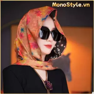 Mũ Hijab MONOSTYLE, Khăn xếp nữ mềm mại chống nắng, Khăn lụa mô phỏng thoáng khí thời trang mùa xuân hè