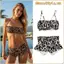 Đồ bơi nữ MONOSTYLE, Bikini đi biển phong cách đeo cổ điển, Bộ 2 mảnh in họa tiết da báo thời trang Bộ bikini đệm đi biển