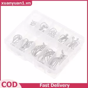 XUAN 100 Cái / hộp Móc Câu Cá Thép Carbon Vòng Tròn Đơn Móc Câu Cá Phụ Kiện VN