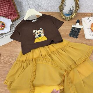 S336-[tomnaukids] Set áo thun cộc tay phối chân váy dáng dài cho bé gái - Size từ 8-35Kg