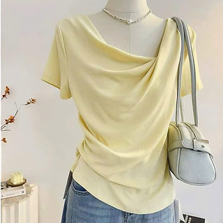 LT - Áo thun nữ cổ đổ, chất cotton zip mềm dúm vạt free size 1678