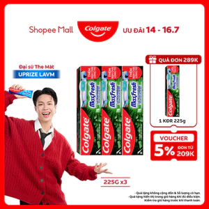 Bộ 3 Kem đánh răng Colgate Maxfresh Bamboo Charcoal 225g/tuýp tặng bàn chải