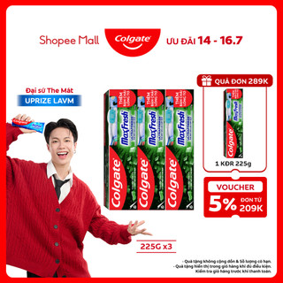 Bộ 3 Kem đánh răng Colgate Maxfresh Bamboo Charcoal 225g/tuýp tặng bàn chải