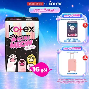 Combo 8/Combo 16 Băng vệ sinh Kotex MiniMeow Siêu mềm siêu mỏng cánh 8 miếng