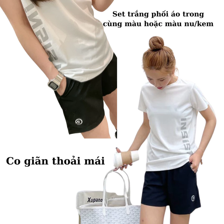 Set Đồ Tập Gym Cầu Lông Nữ Ngắn FITCAN Set Đồ Tập Chạy Bộ Thể Thao Thun Mềm Co Giãn Quần Có Túi S33