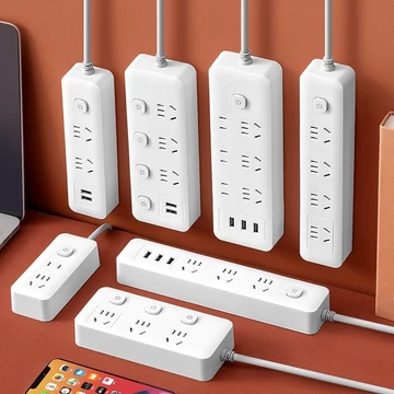 Ổ cắm Xiaobai với USB Ổ cắm đa ổ cắm gia đình Dòng dài Dải nguồn công tắc độc lập có đường dây bo mạch kéo xốp