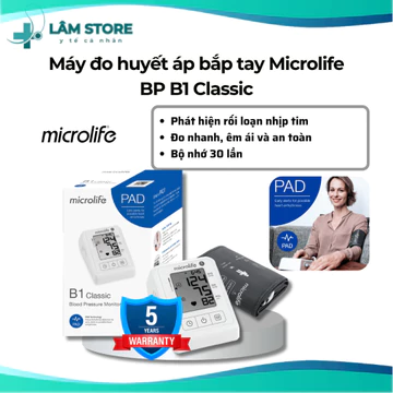 Máy đo huyết áp microlife BP B1 classic đo huyết áp, nhịp tim, PAD phát hiện rối loạn nhịp tim
