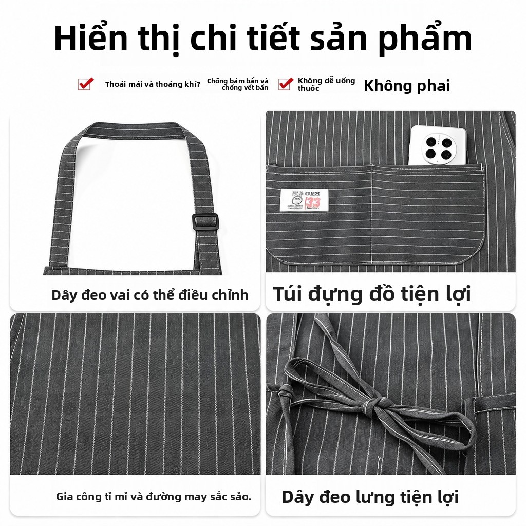 Tạp dề cotton nguyên chất, chống dầu, nhẹ và thoáng khí dành cho nam và nữ này phù hợp với các thiết lập gia đình khác nhau, cũng như nhà hàng và văn phòng. | BigBuy360 - bigbuy360.vn