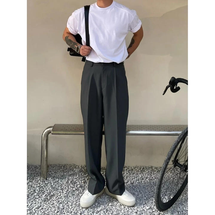 quần tây nam big size quần tây nam ống rộng Mùa Xuân Thu Phiên Bản Hàn Quốc Hợp Thời Trang Quần Drap Nam Rời Thẳng Phù Hợp Với Quần Cao Cấp Ống Rộng Quần