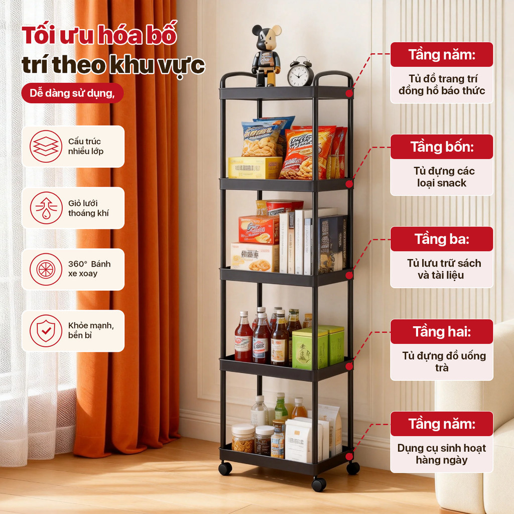 Kệ đựng đồ phòng tắm di động có bánh xe – phù hợp cho spa, phòng ngủ, phòng khách và nhà bếp | BigBuy360 - bigbuy360.vn