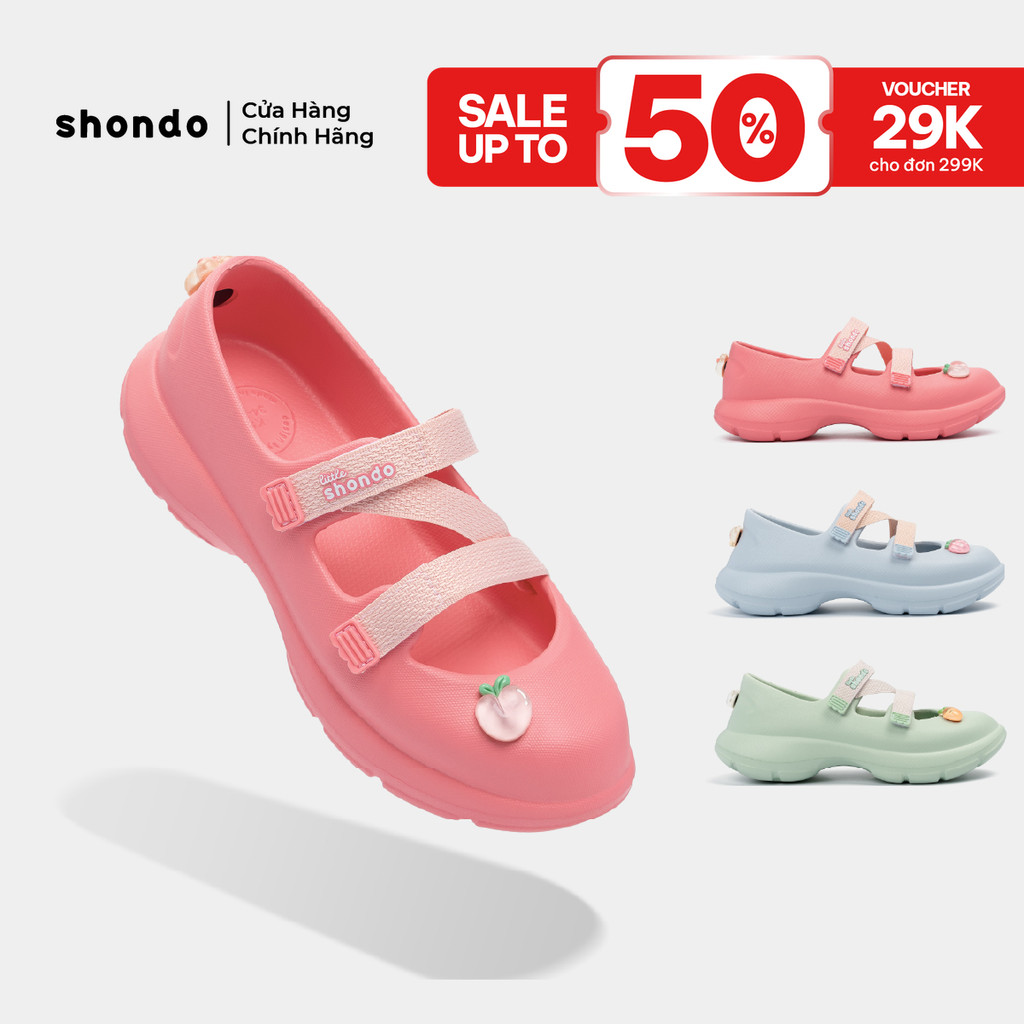 Giày Búp Bê Thể Thao Bé Gái Shondo Ballet Sneaker Dreamie Quai Ngang Mềm Nhiều Màu