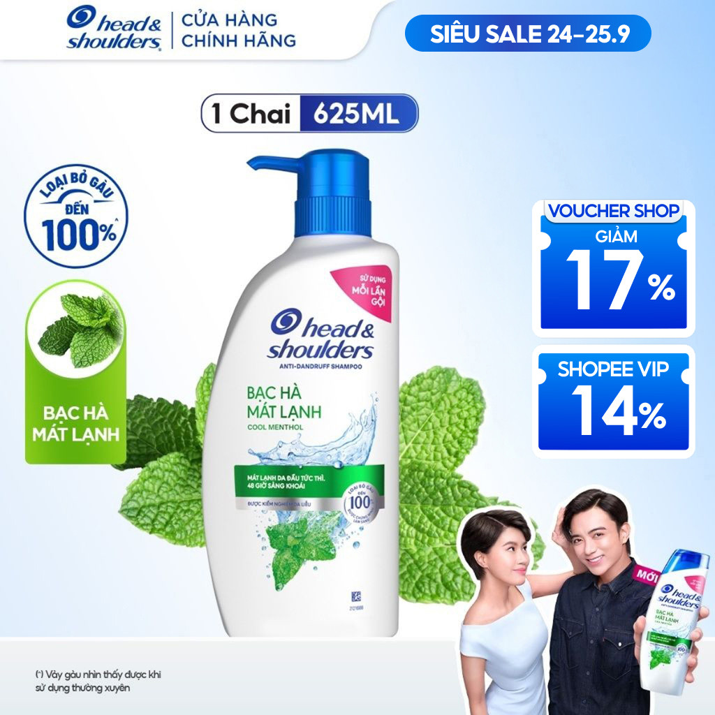 Dầu Gội Dầu Gội HEAD & SHOULDERS Bạc Hà Mát Lạnh 625ml + Kem Xả Pantene/Dầu Xả Rejoice 300ML