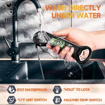HCHC Nhiệt kế thực phẩm điện tử HCHC, Nhiệt kế kỹ thuật số có đèn nền nhiệt độ, Dụng cụ mở chai 2 trong 1 Nhiệt kế thịt chuyên nghiệp cấp thực phẩm cho BBQ