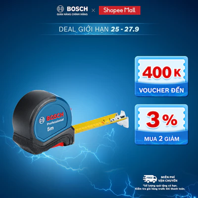 Thước Cuộn 5M/8M Bosch – Tầm Đo Rộng, Độ Bền Vượt Trội, Chuẩn Đức