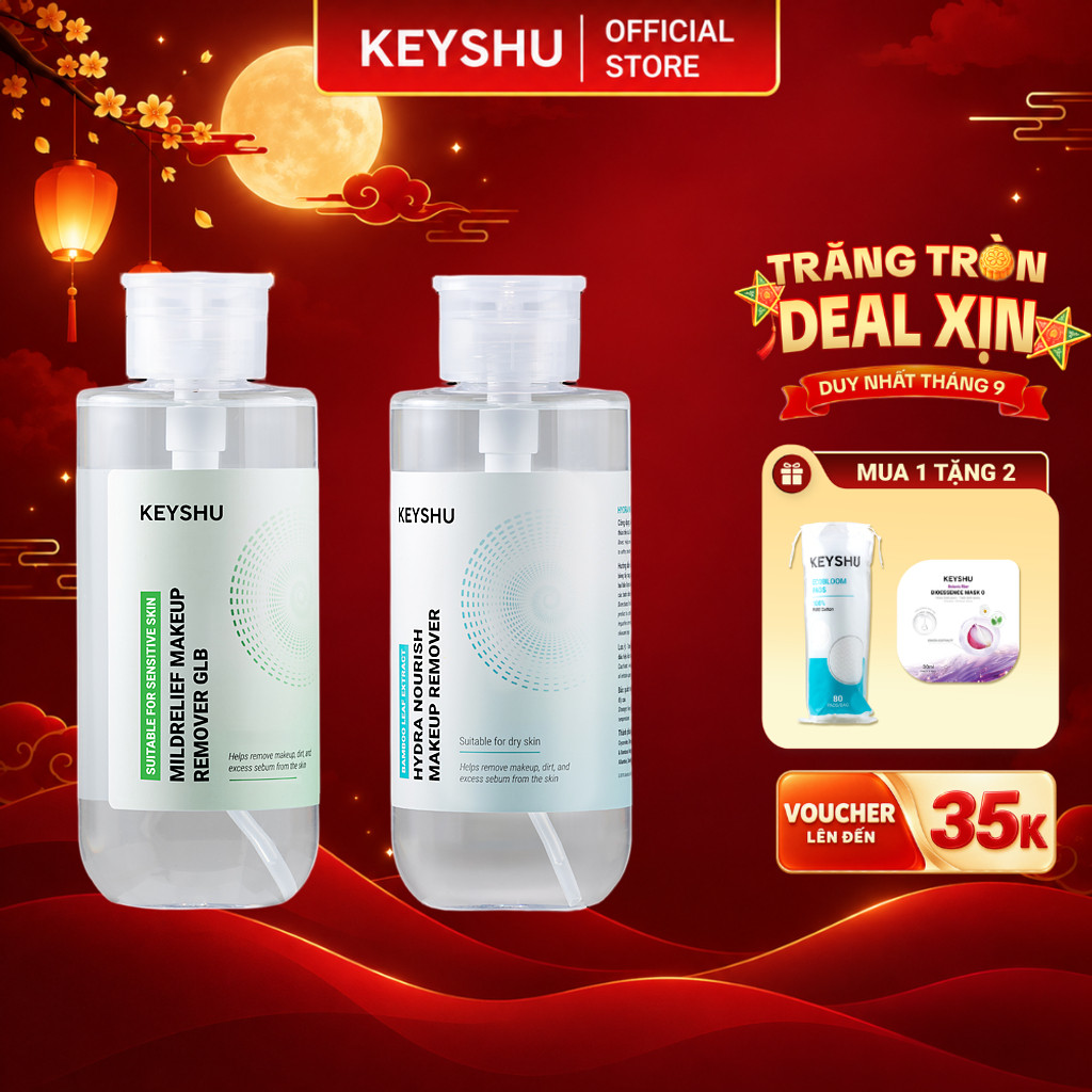 [KOL x KEYSHU] Nước Tẩy Trang Makeup Remover KEYSHU Phù Hợp Cho Da Dầu, Da Khô,Nhạy Cảm Và Da Thường 550ml